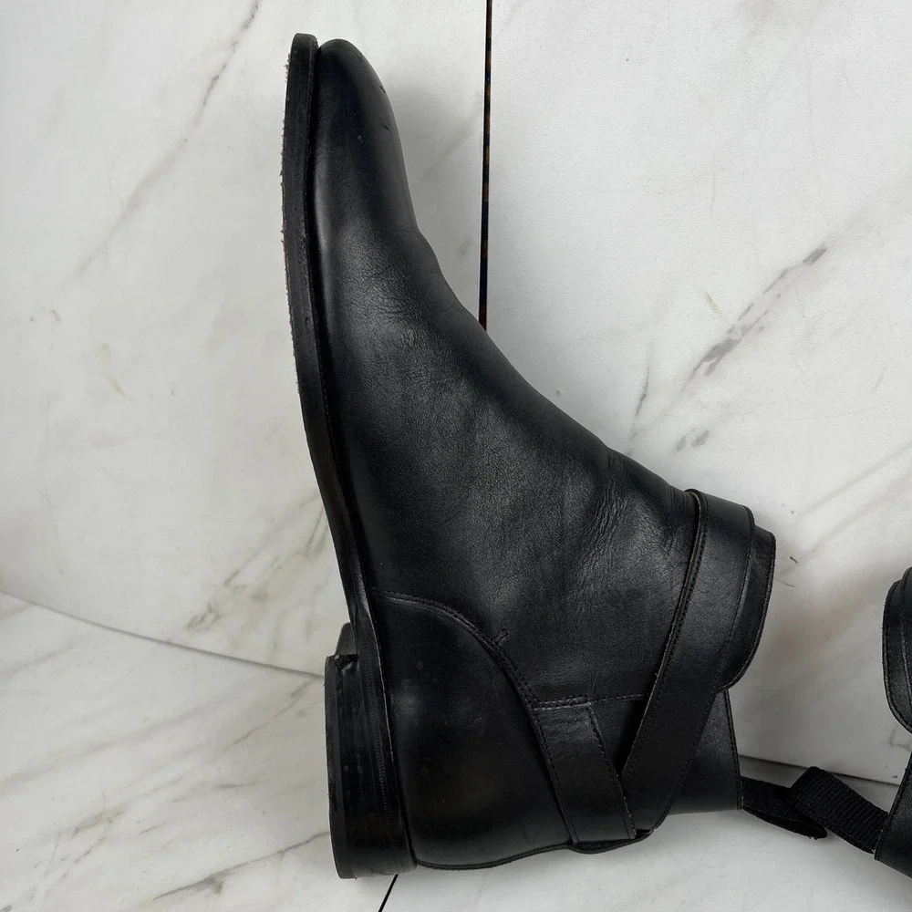 Polo Ralph Lauren Mens Size 9 D Black Leather Jodhpur Buckle Boots Shoes